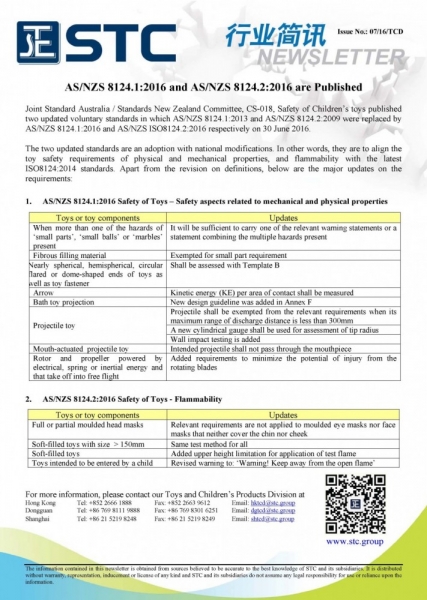 STC, AS/NZS 8124.1:2016 and AS/NZS 8124.2:2016 are Published,