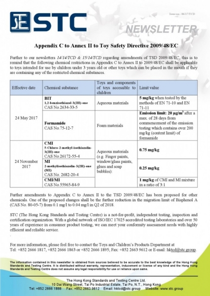 STC, Appendix C to Annex II to Toy Safety Directive 2009/48/EC,