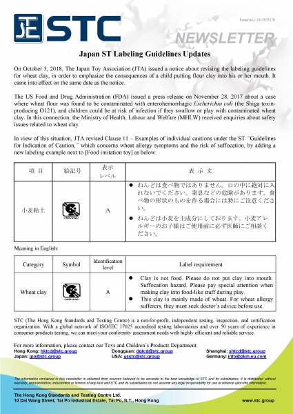 STC, Japan ST Labeling Guidelines Updates,