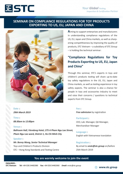 Seminar on Compliance Regulations for Toy Products Exporting to US, EU, Japan and China