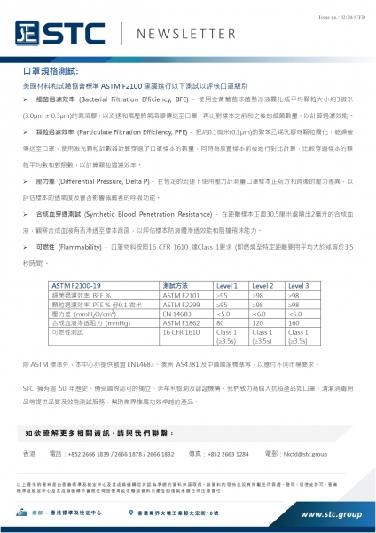 STC, 口罩測試服務,