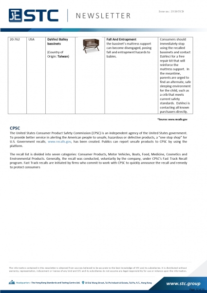 STC, Recall Summary – Toys in Europe, the US, Australia (Jul 2020),