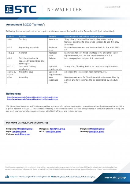 STC, ISO 8124-1:2018 Has Two Amendments Published,