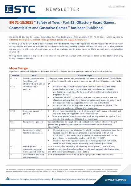 STC, EN 71-13:2021 