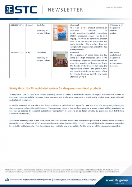 STC, Toy Recall Summary Dec 2021, Toys in Europe, the US, Australia, Safety Gate: the EU rapid alert system for dangerous non-food products, CPSC, Australian Product Safety System.