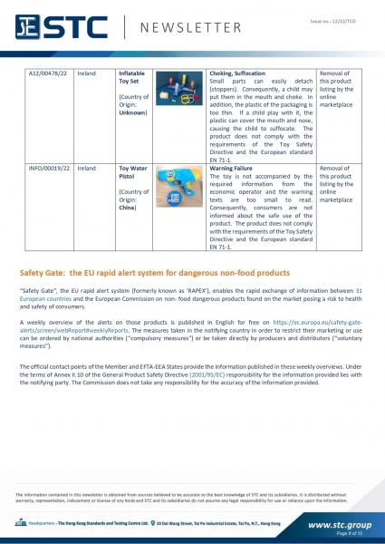 STC, Toy Recall Summary Mar 2022 Toys in Europe, the US, Australia, Safety Gate: the EU rapid alert system for dangerous non-food products, CPSC, Australian Product Safety System.