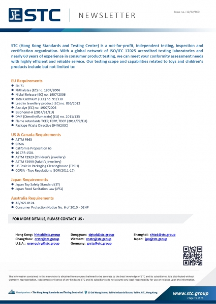 STC, Toy Recall Summary Mar 2022 Toys in Europe, the US, Australia, Safety Gate: the EU rapid alert system for dangerous non-food products, CPSC, Australian Product Safety System.