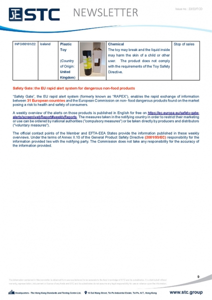 STC, Toy Recall Summary May 2022 Toys in Europe, the US, Australia, Safety Gate: the EU rapid alert system for dangerous non-food products, CPSC, Australian Product Safety System.