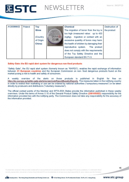 STC, Toy Recall Summary Jun 2022 Toys in Europe, the US, Australia, Safety Gate: the EU rapid alert system for dangerous non-food products, CPSC, Australian Product Safety System.