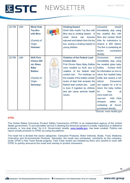 STC, Toy Recall Summary Jul 2022 Toys in Europe, the US, Australia, Safety Gate: the EU rapid alert system for dangerous non-food products, CPSC, Australian Product Safety System.