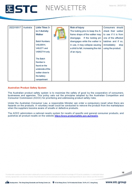 STC, Toy Recall Summary Jul 2022 Toys in Europe, the US, Australia, Safety Gate: the EU rapid alert system for dangerous non-food products, CPSC, Australian Product Safety System.